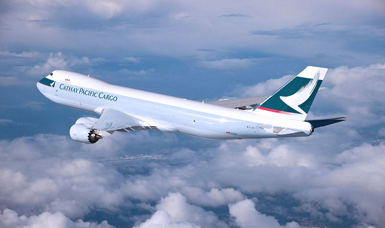 Majestic Cathay Pacific Cargo Airplane in Flight Wallpaper