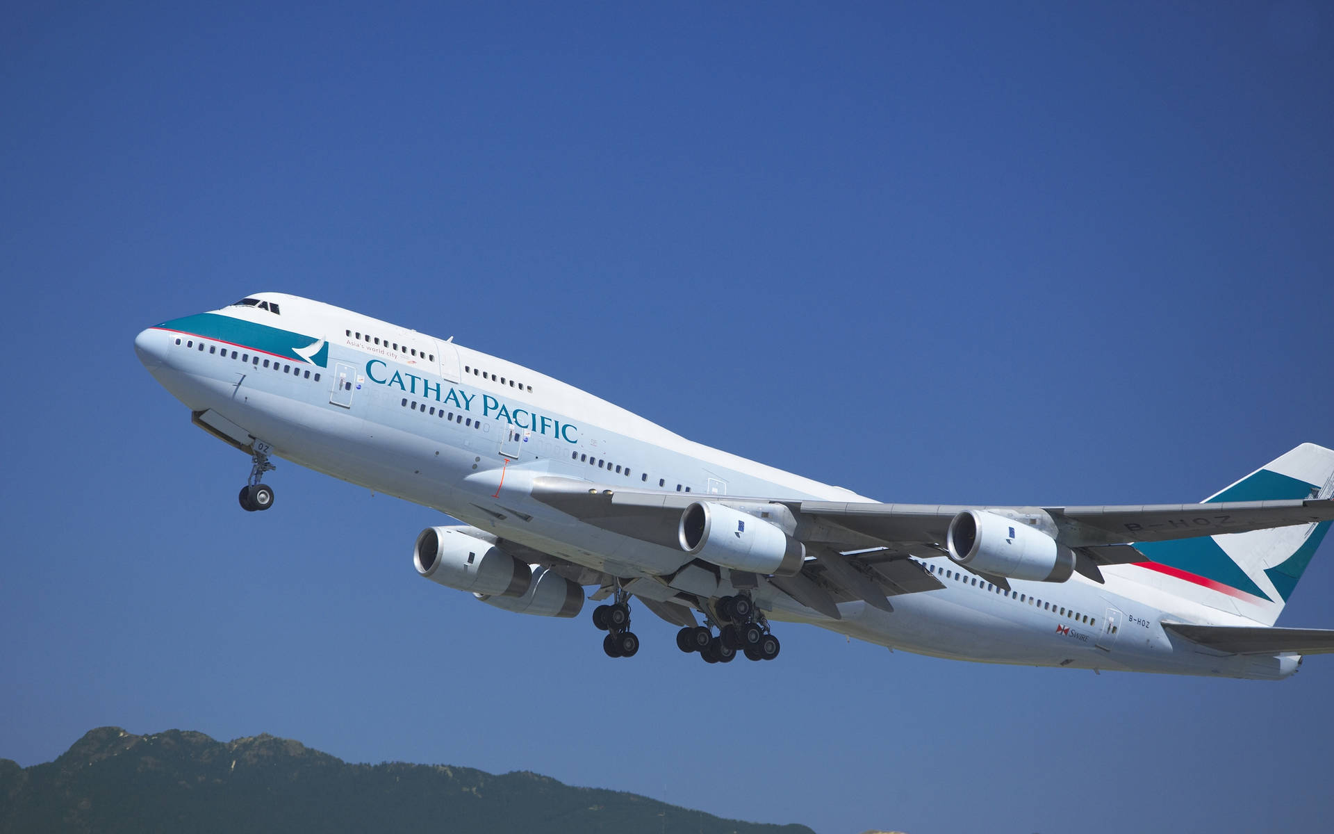 Cathay Pacific Plane Blue Sky Wallpaper