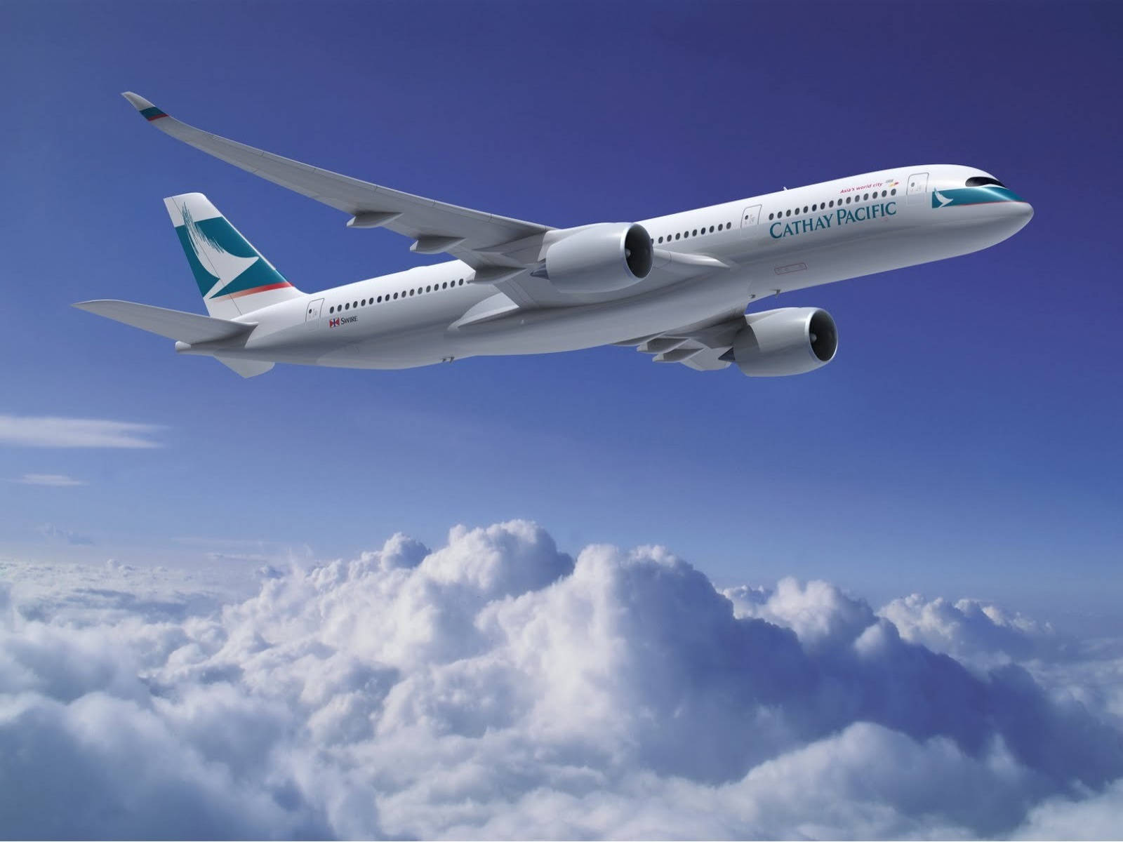 Cathay Pacific Fly Masse Tæt Sky Scenen Tapet Wallpaper