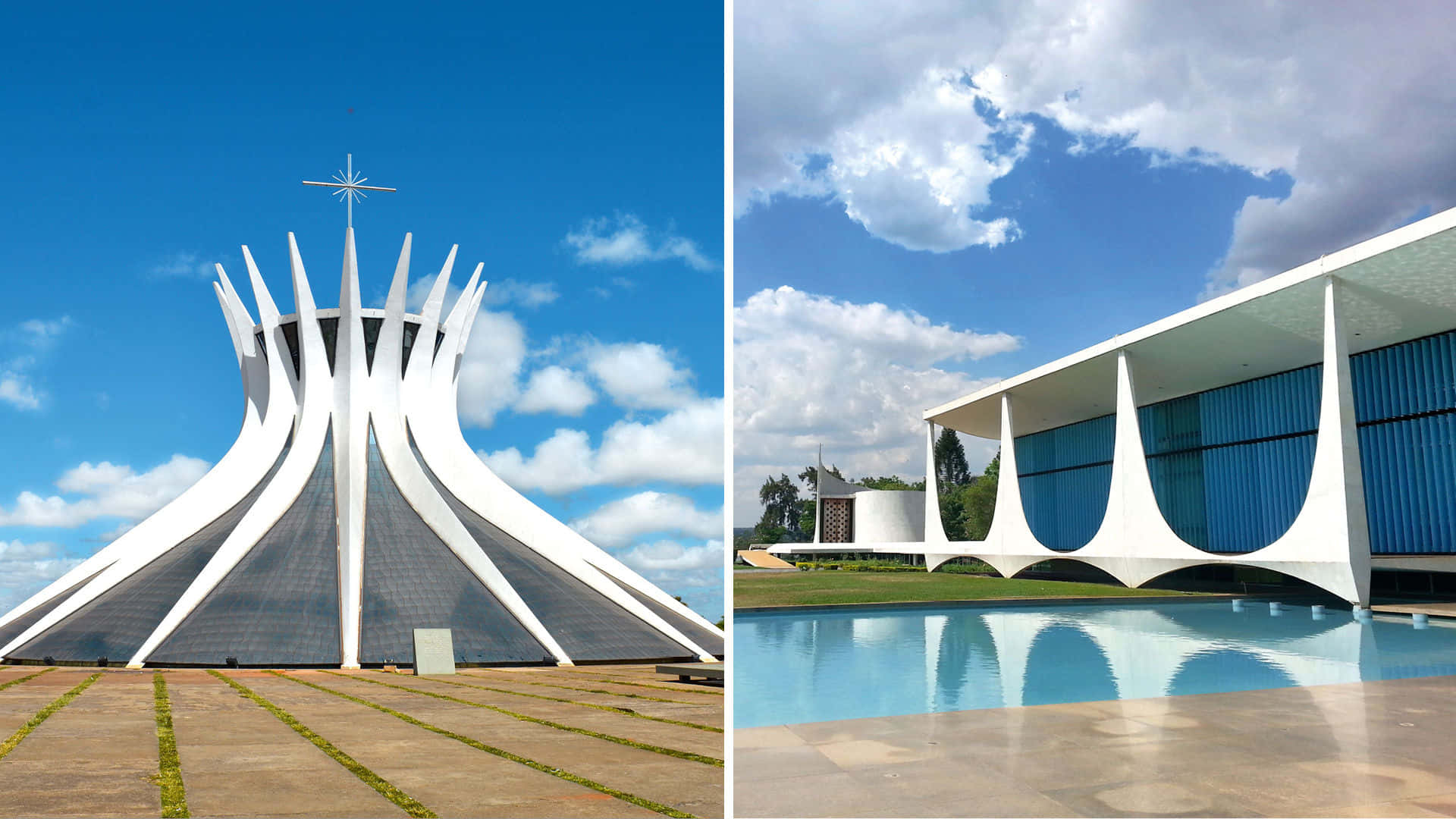 Cathedral Of Brasilia And Alvorada Palace Wallpaper