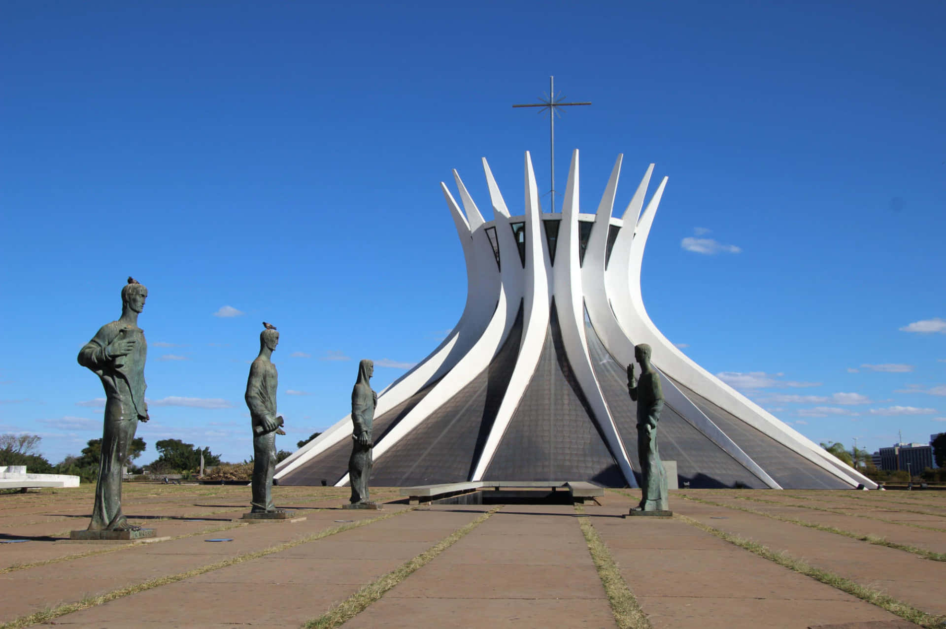 Cathedral Of Brasilia Statues Wallpaper