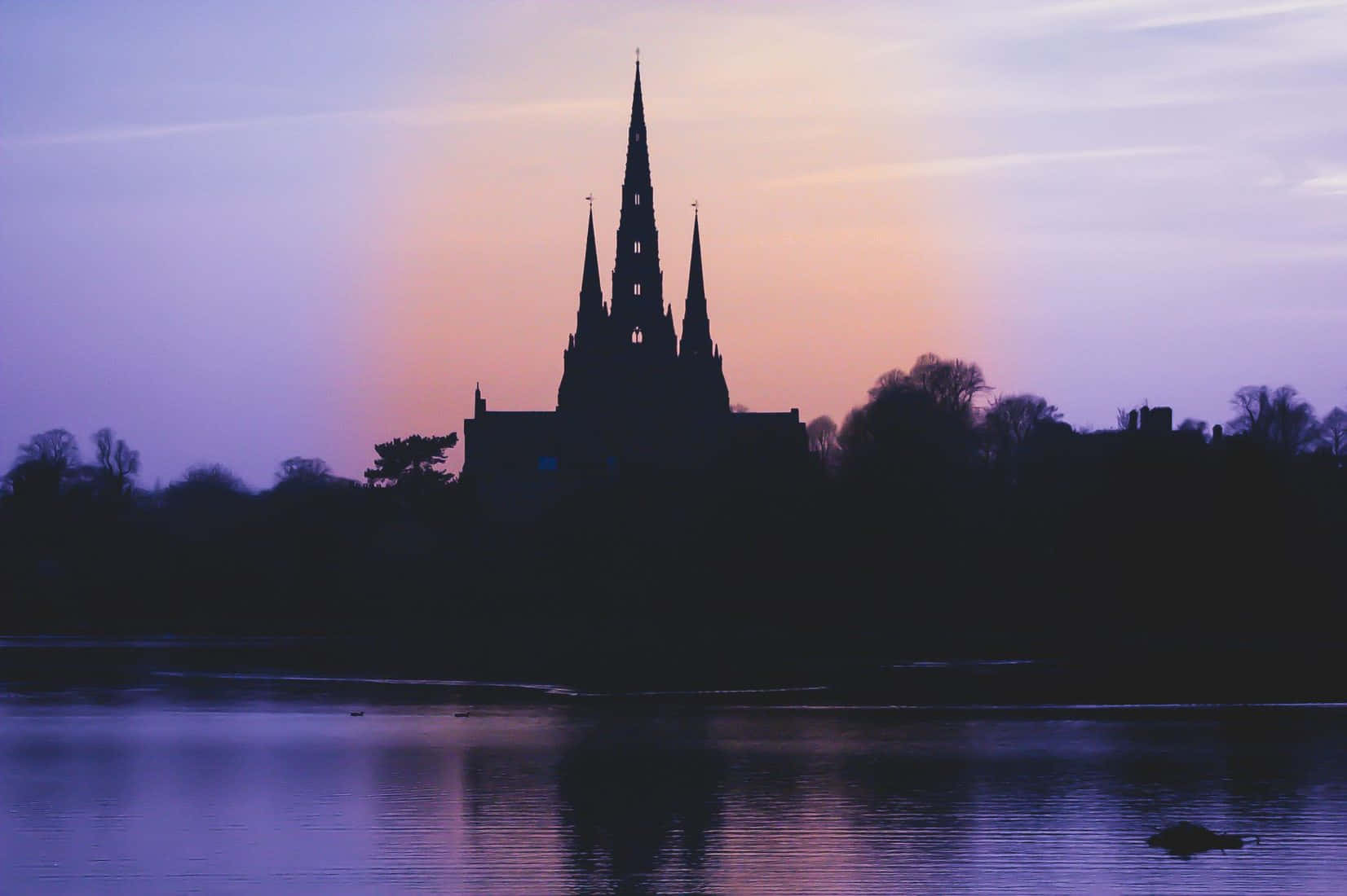 Cathedral Viewed At Sunset In Lichfield Wallpaper