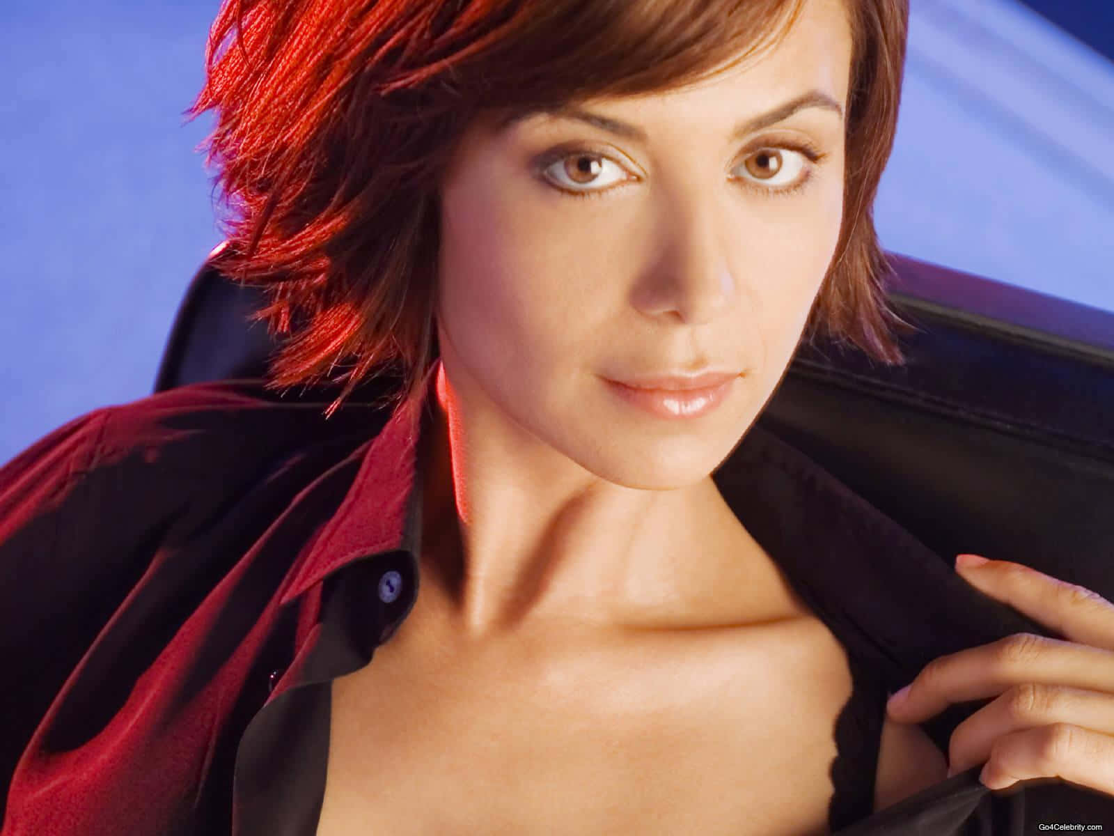 Catherine Bell Red Top Portrait Wallpaper