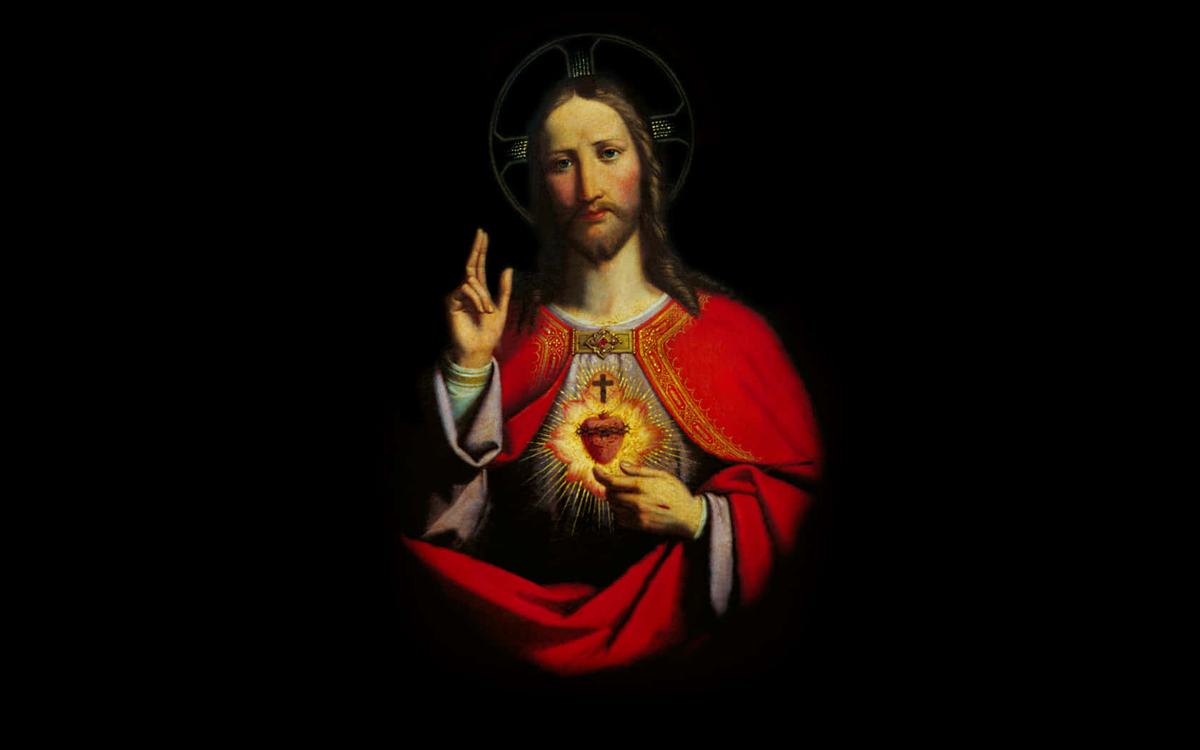 Jesushåller Ett Hjärta I Sina Händer. Wallpaper