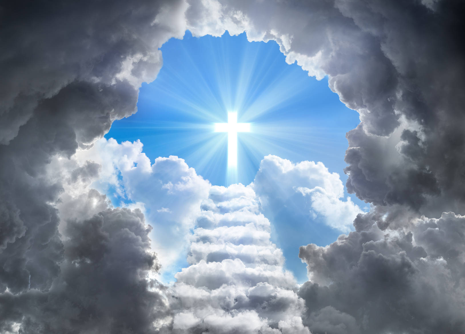 Catholic Funeral Clouds With Cross Background
