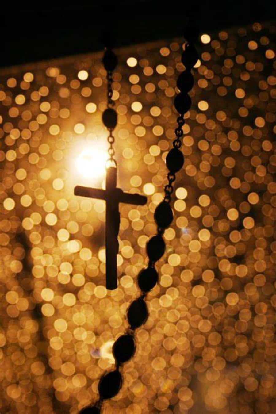 Catholic Phone Rosary Bokeh Angle Shot Wallpaper