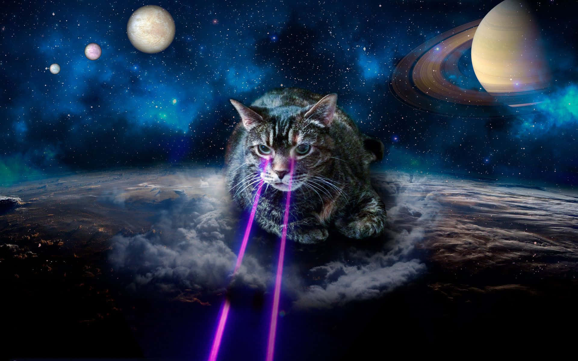 Felines Achieving New Heights With A Bold Astronomical Adventure Wallpaper
