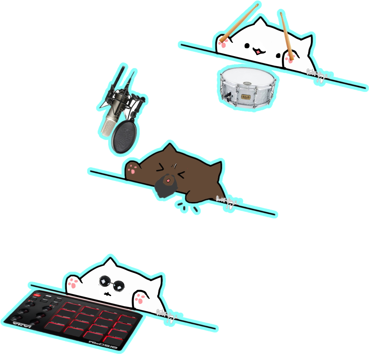 Cats_ Playing_ Musical_ Instruments_ Meme PNG