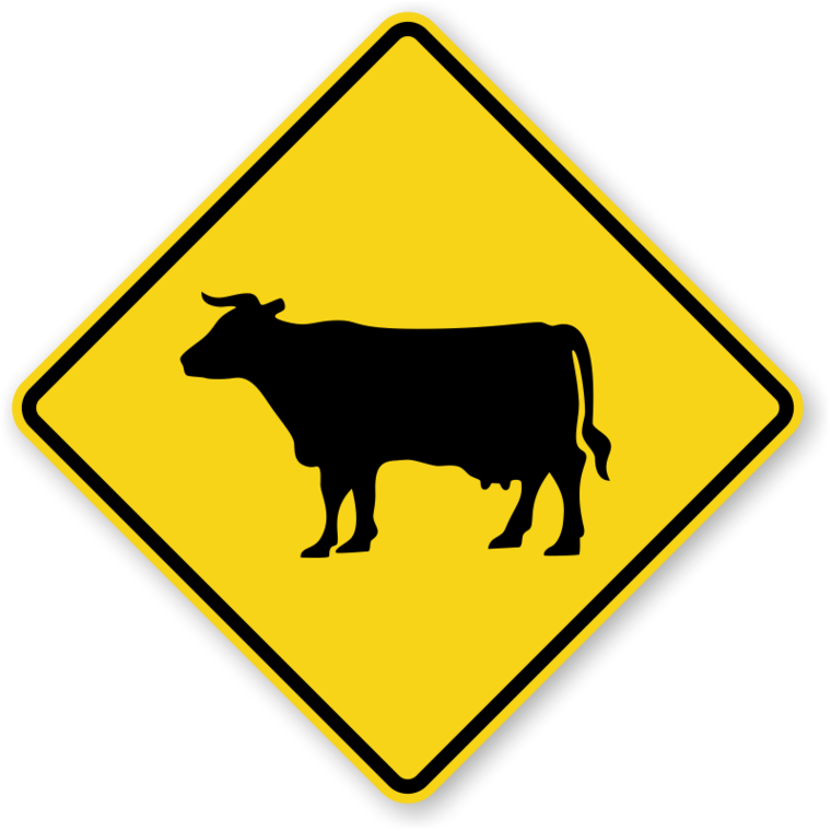 Cattle Crossing Sign PNG