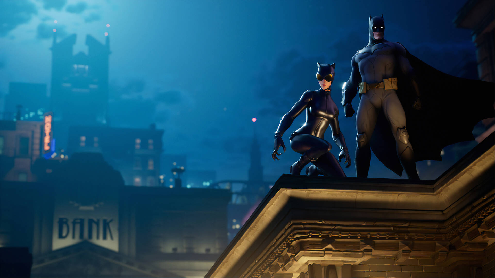Catwoman And Batman In Fortnite Background
