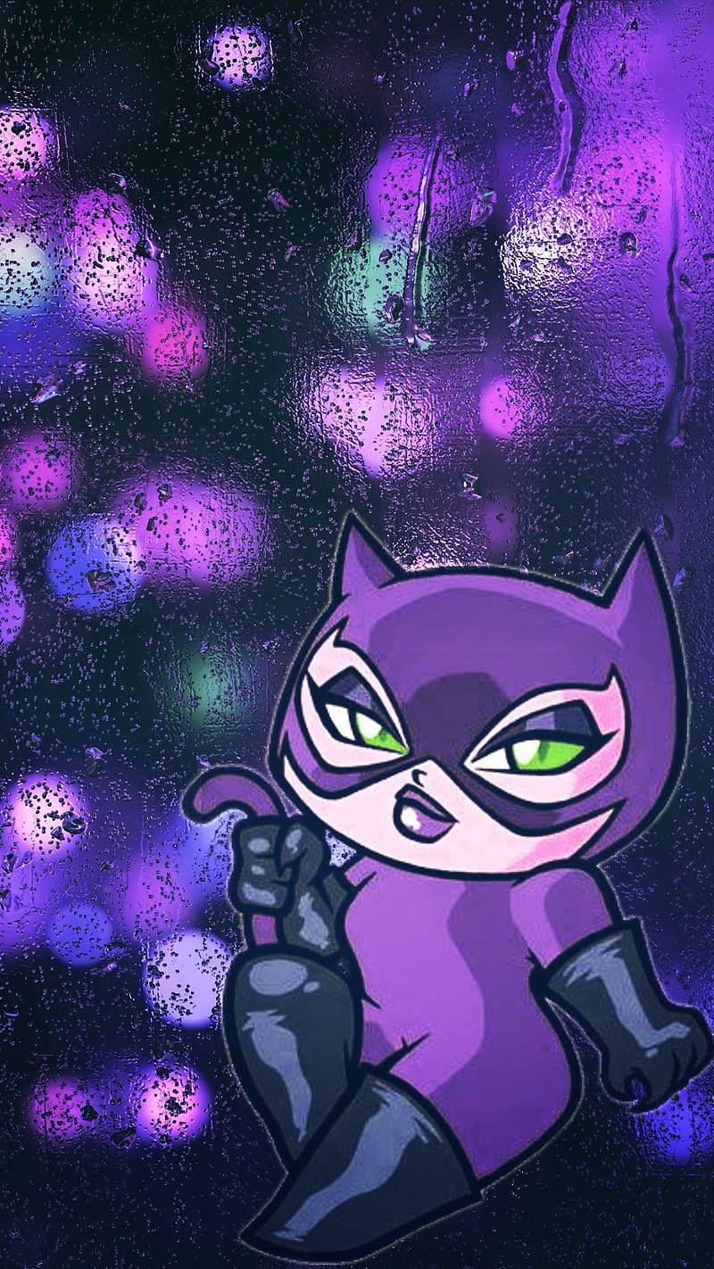 Catwoman Chibi Cartoon Wallpaper