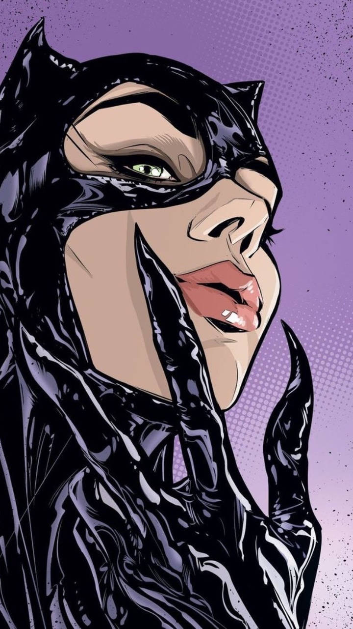 Selfiede Catwoman En Estilo Pop Art. Fondo de pantalla