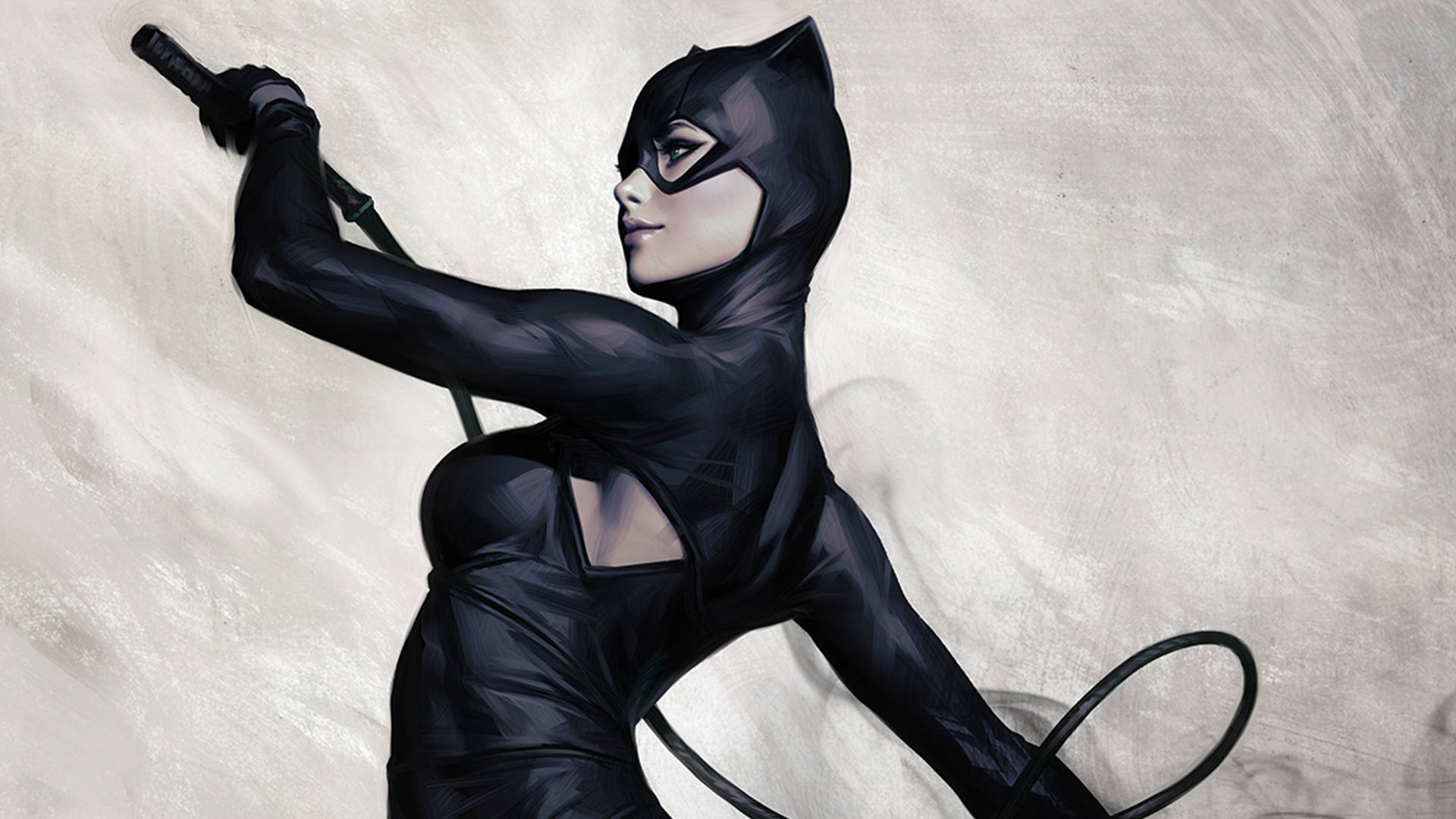Catwoman With Whip Dc Superhero Illustration Background