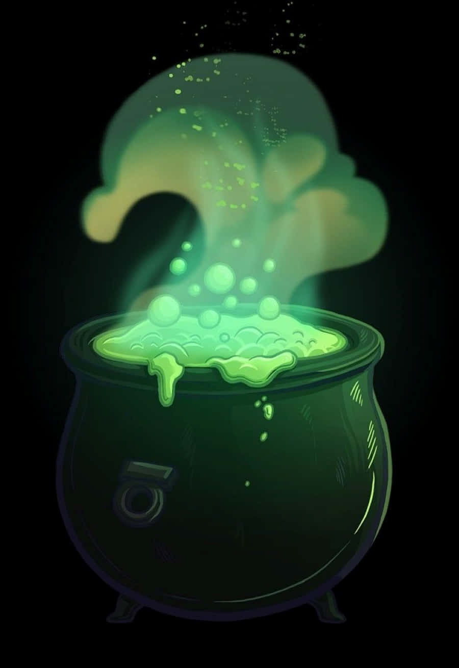 Magical Cauldron in Enchanted Forest Wallpaper