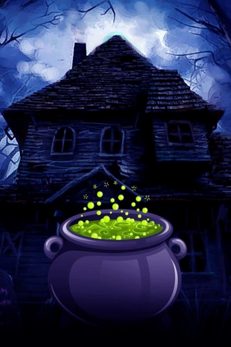 Enchanting Cauldron in a Mystical Forest Wallpaper