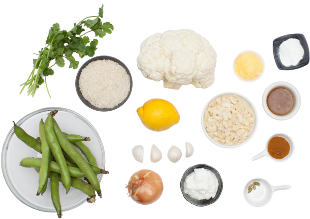 Cauliflower Recipe Ingredients Flatlay PNG