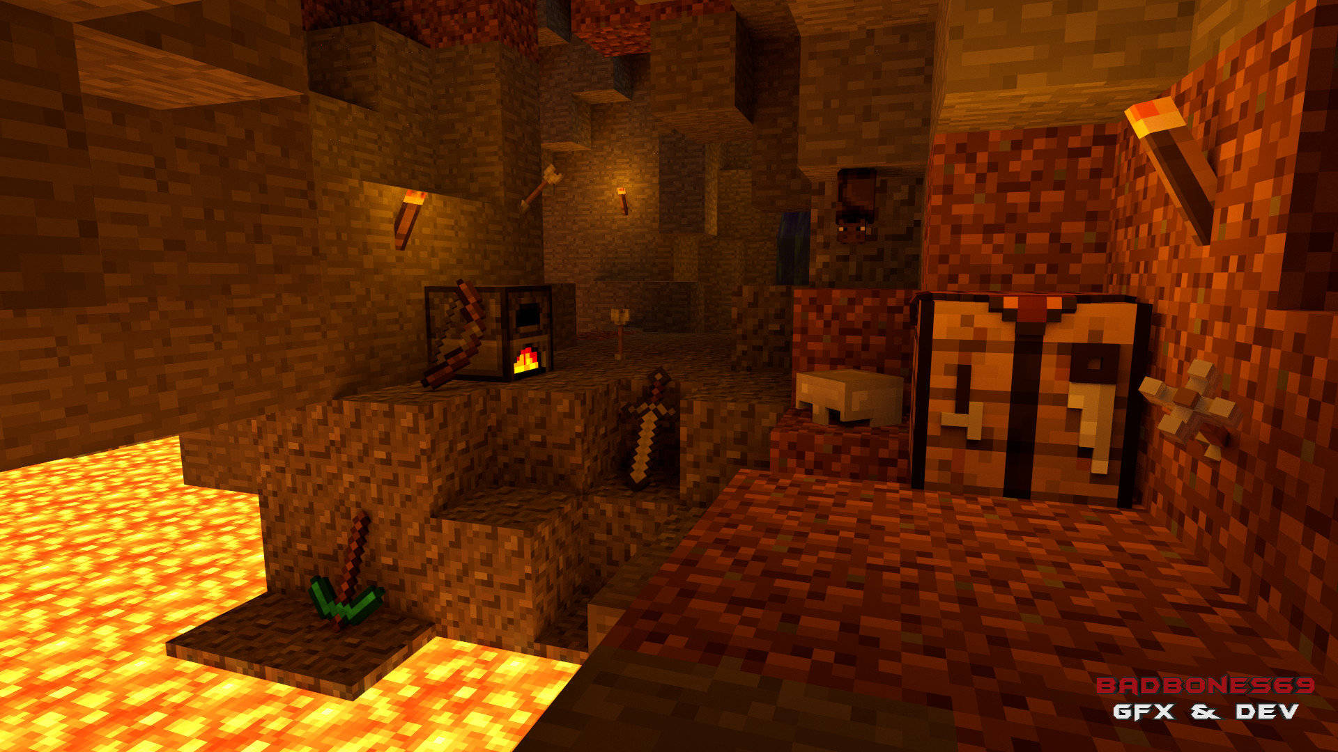 Cave And Left Tools Minecraft Hd Wallpaper