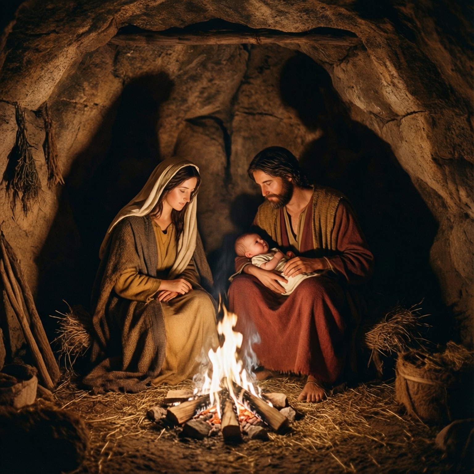 Crèche dans la Grotte Fonds d'écran