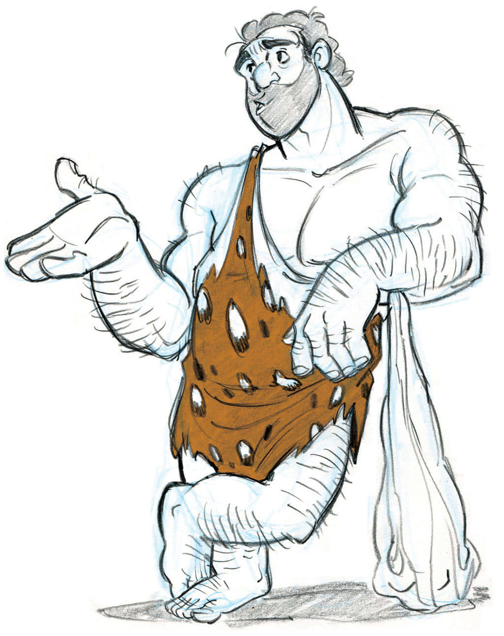 A Drawing Of A Man In A Caveman Costume