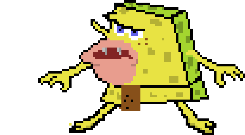 Caveman Sponge Bob Meme Pixel Art PNG
