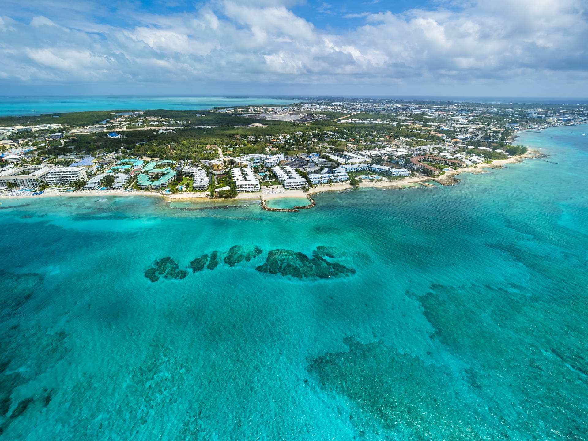 Villaggio Pittoresco Dell'isola Di Cayman Sfondo