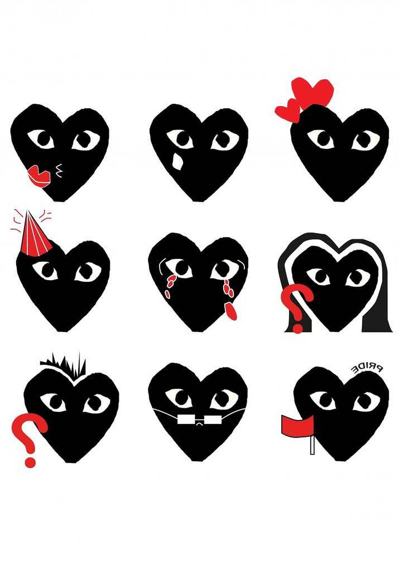 CDG Black Heart Emojis Wallpaper