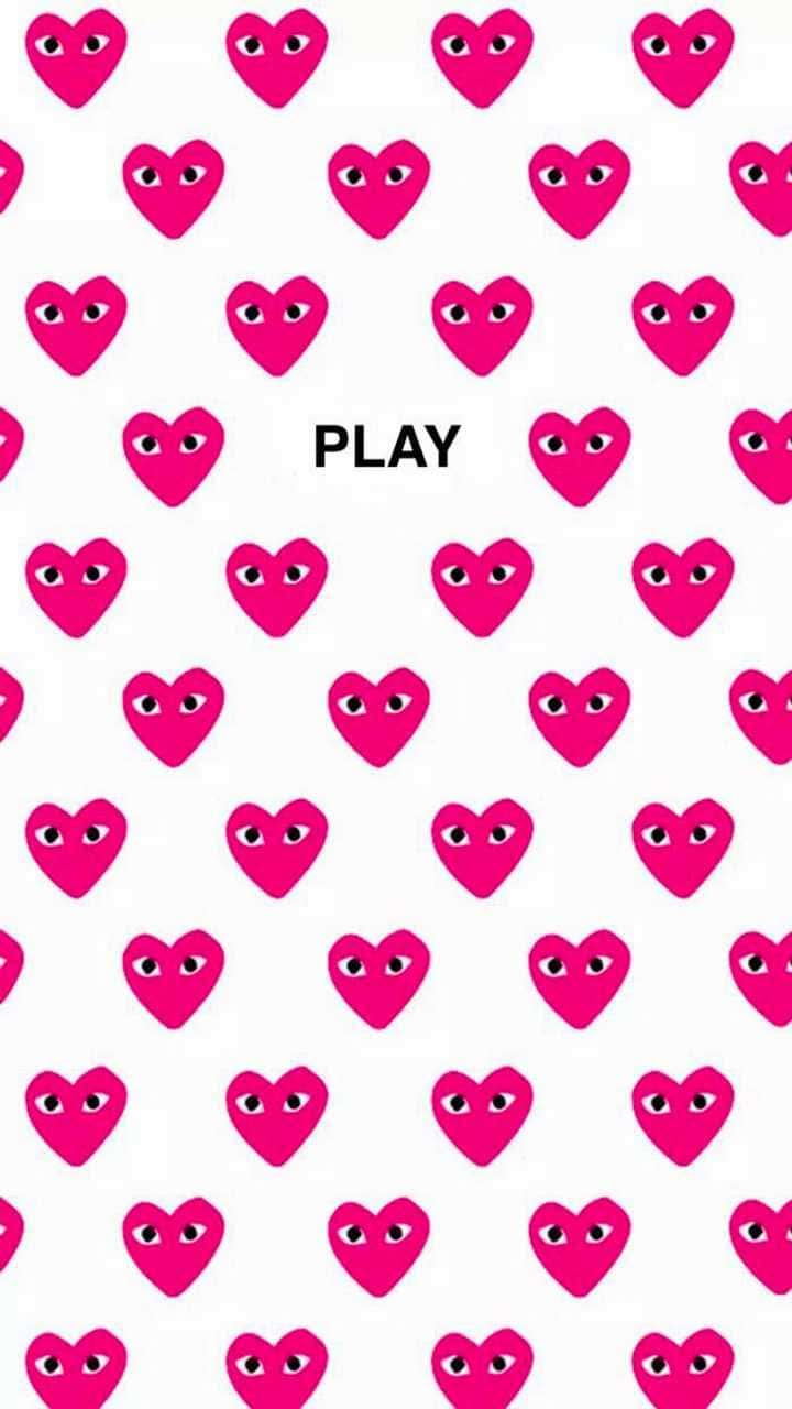 Cdg Play Pink Hearts Wallpaper