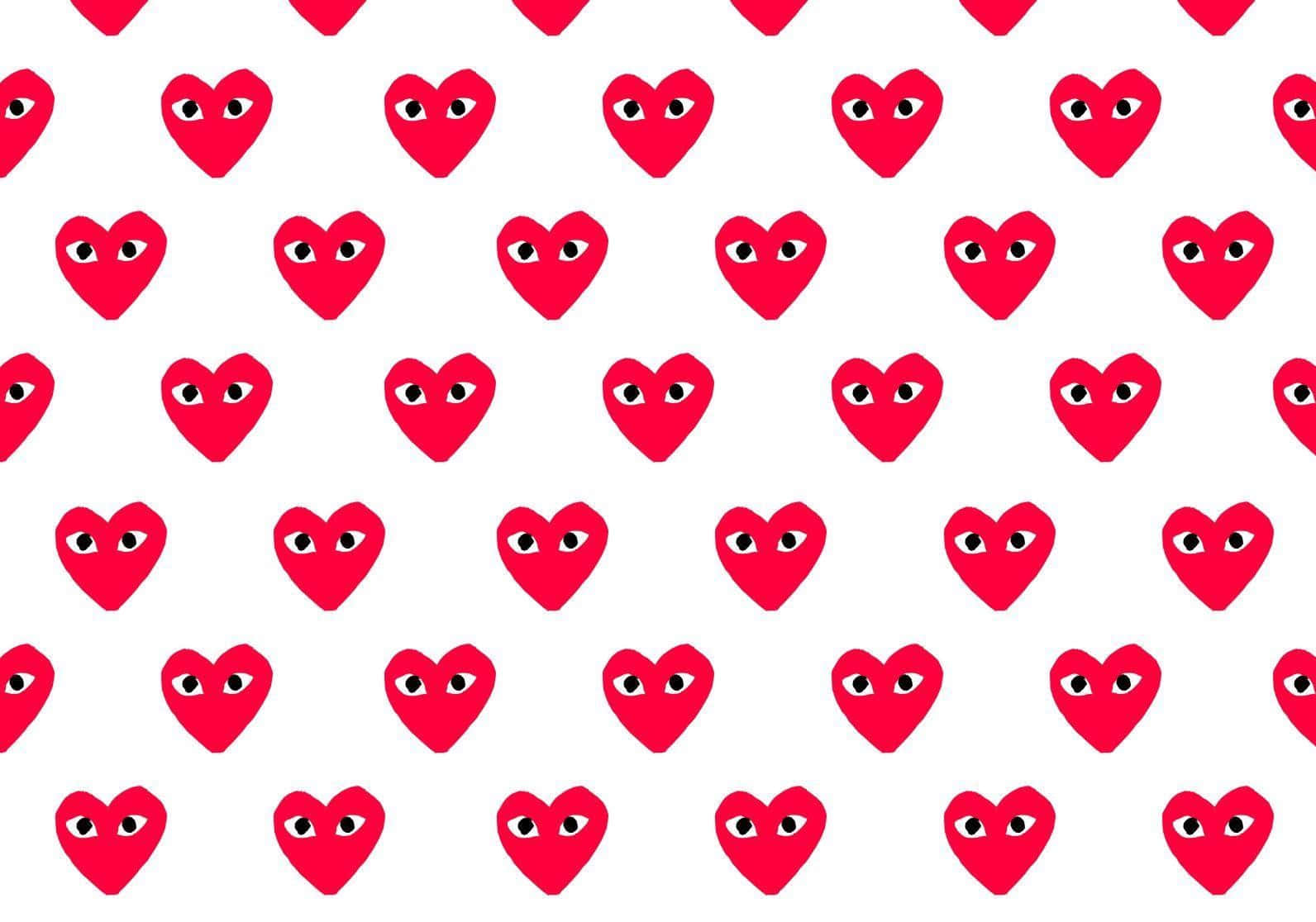 A Red Heart Pattern With Many Eyes Wallpaper