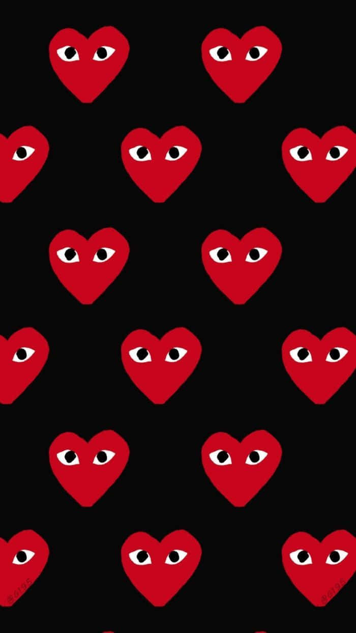 Red Hearts On Black Background Wallpaper