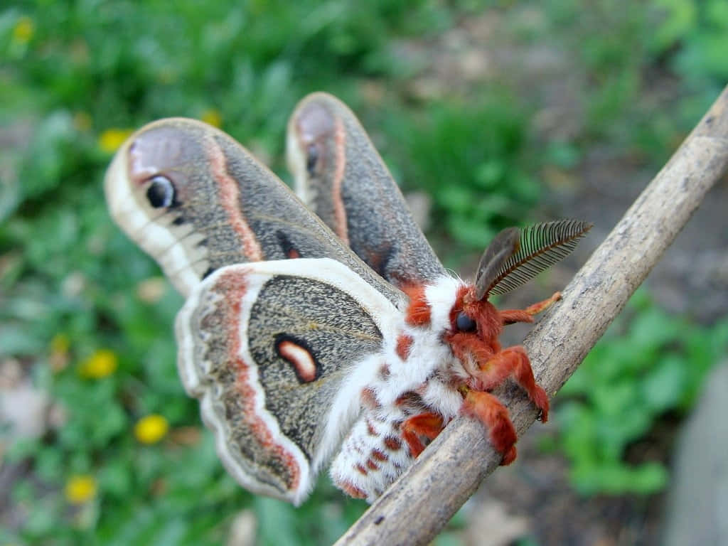 Cecropia Moth Restingon Branch Wallpaper