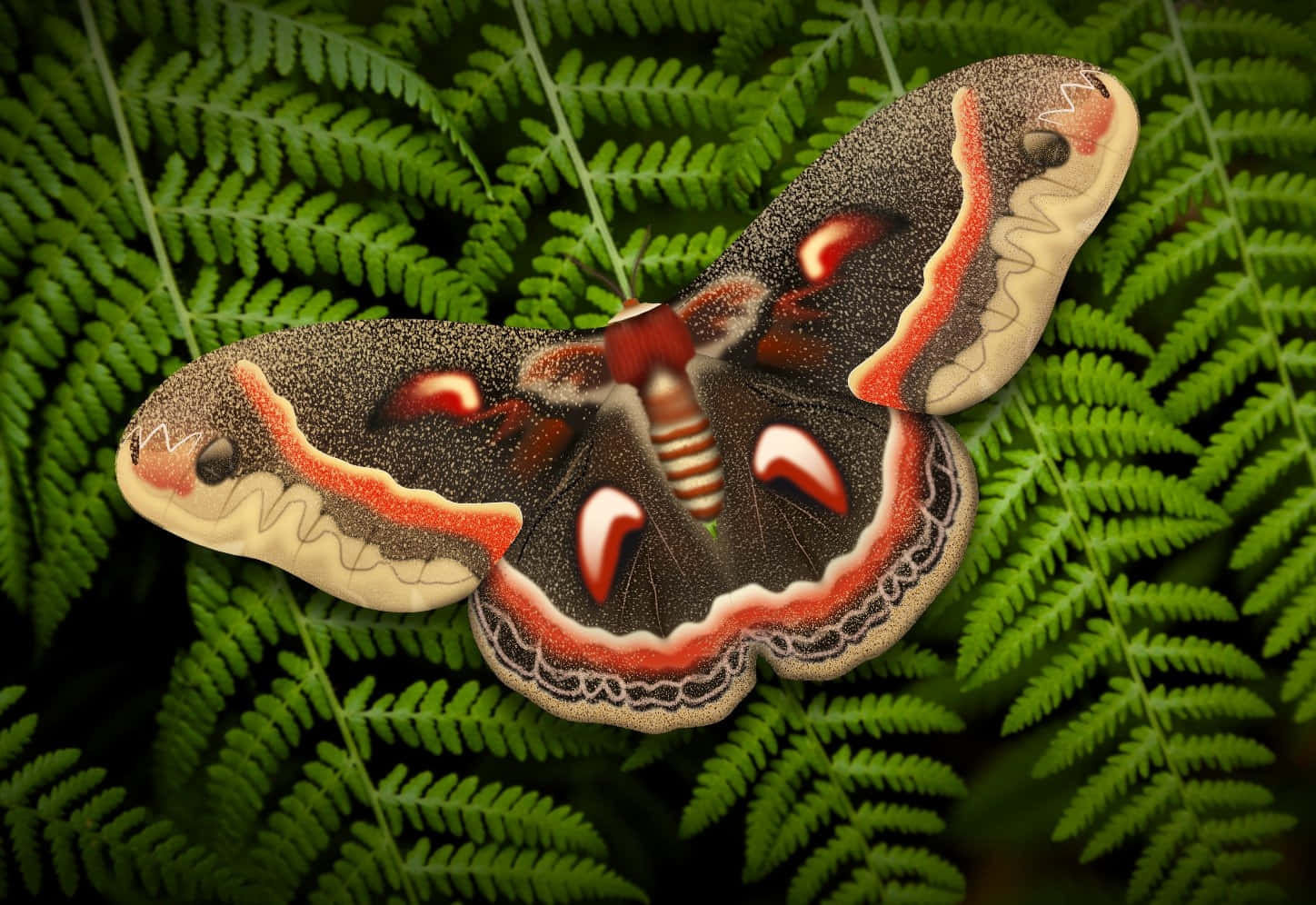 Cecropia Mothon Ferns Wallpaper