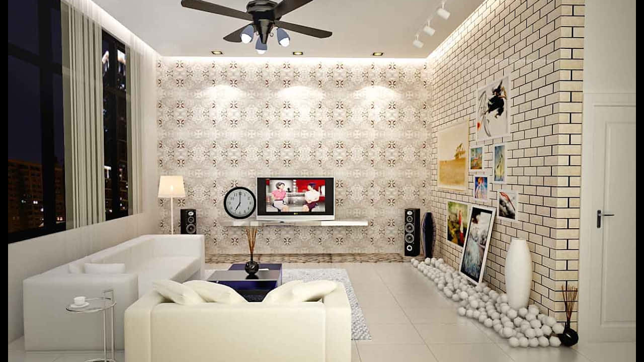 Ceiling Fan Black& White Home Decoration Wallpaper
