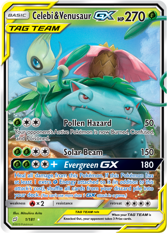 Celebiand Venusaur G X Pokemon Card PNG