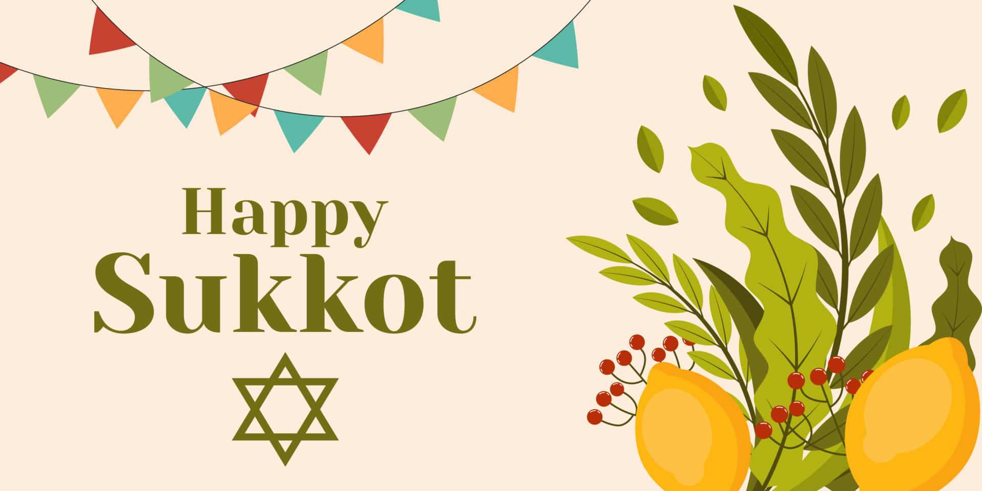 Celebrating A Joyous Sukkot Holiday Under A Traditional Sukkah Wallpaper