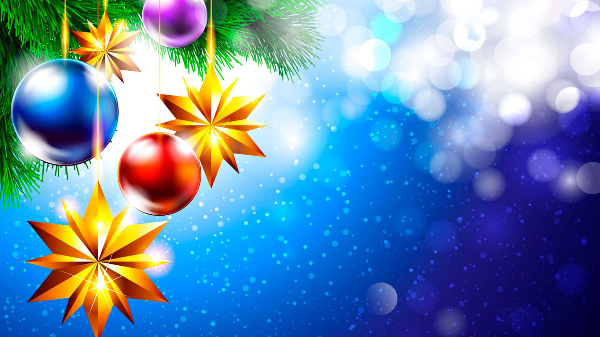 Download Christmas Tree With Colorful Ornaments And Stars | Wallpapers.com