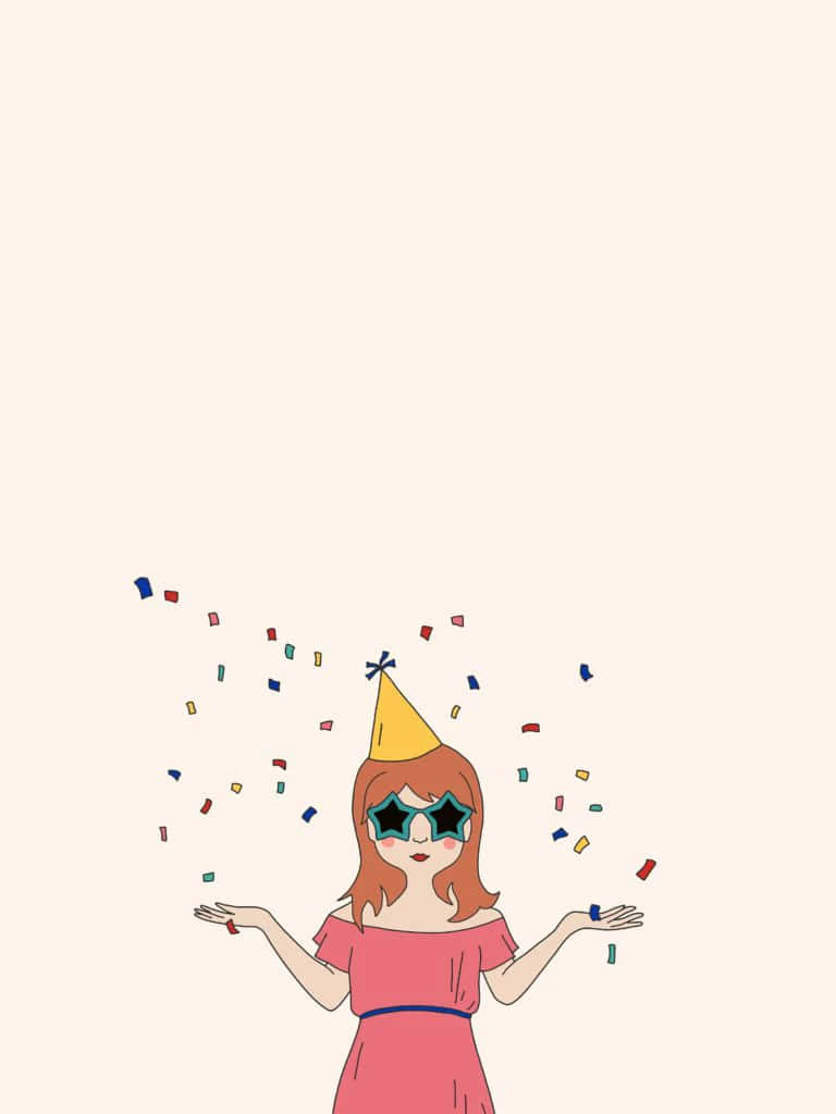 Celebration Confetti Party Girl Illustration Wallpaper