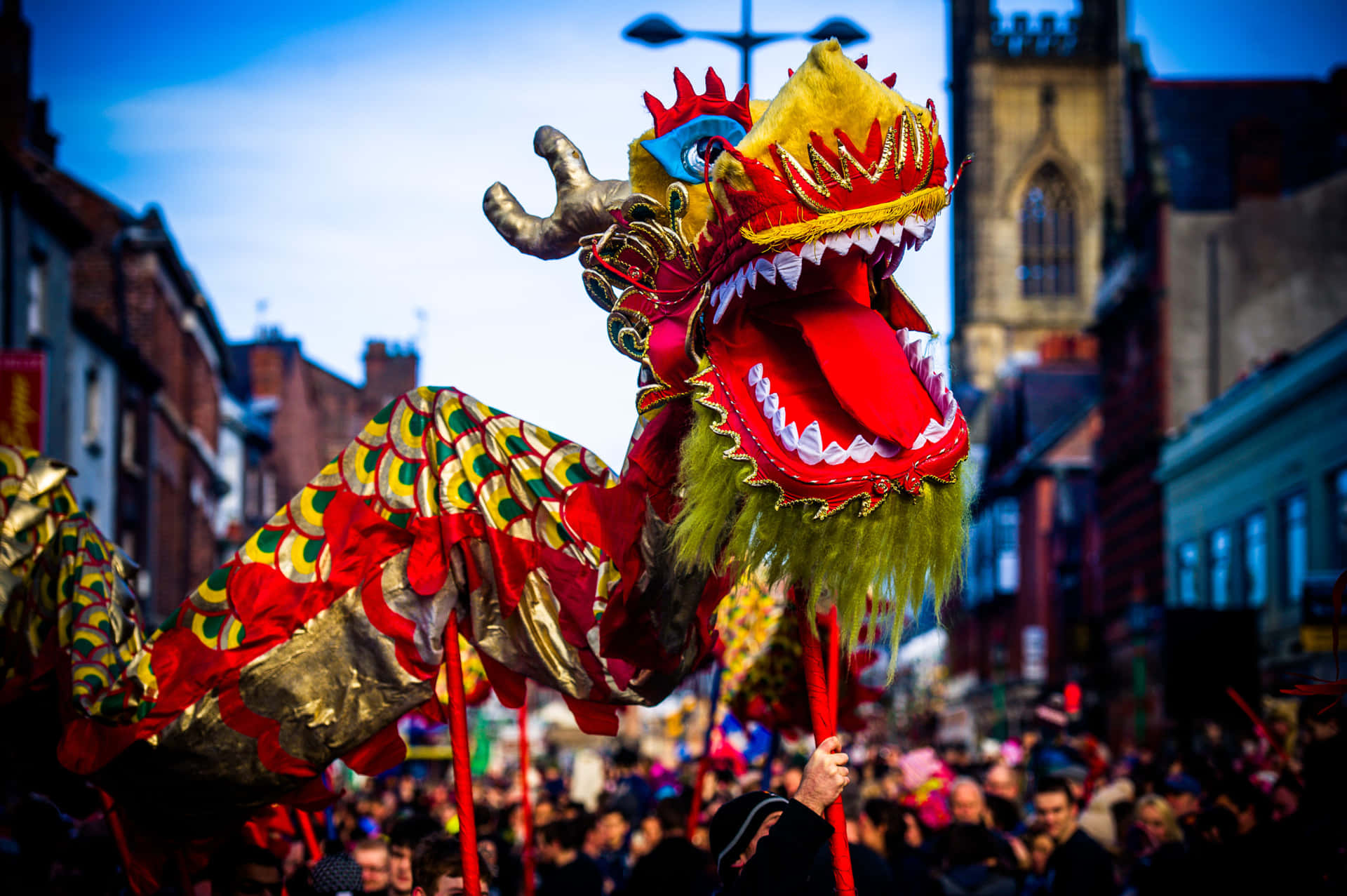 A Dragon With Red And Gold