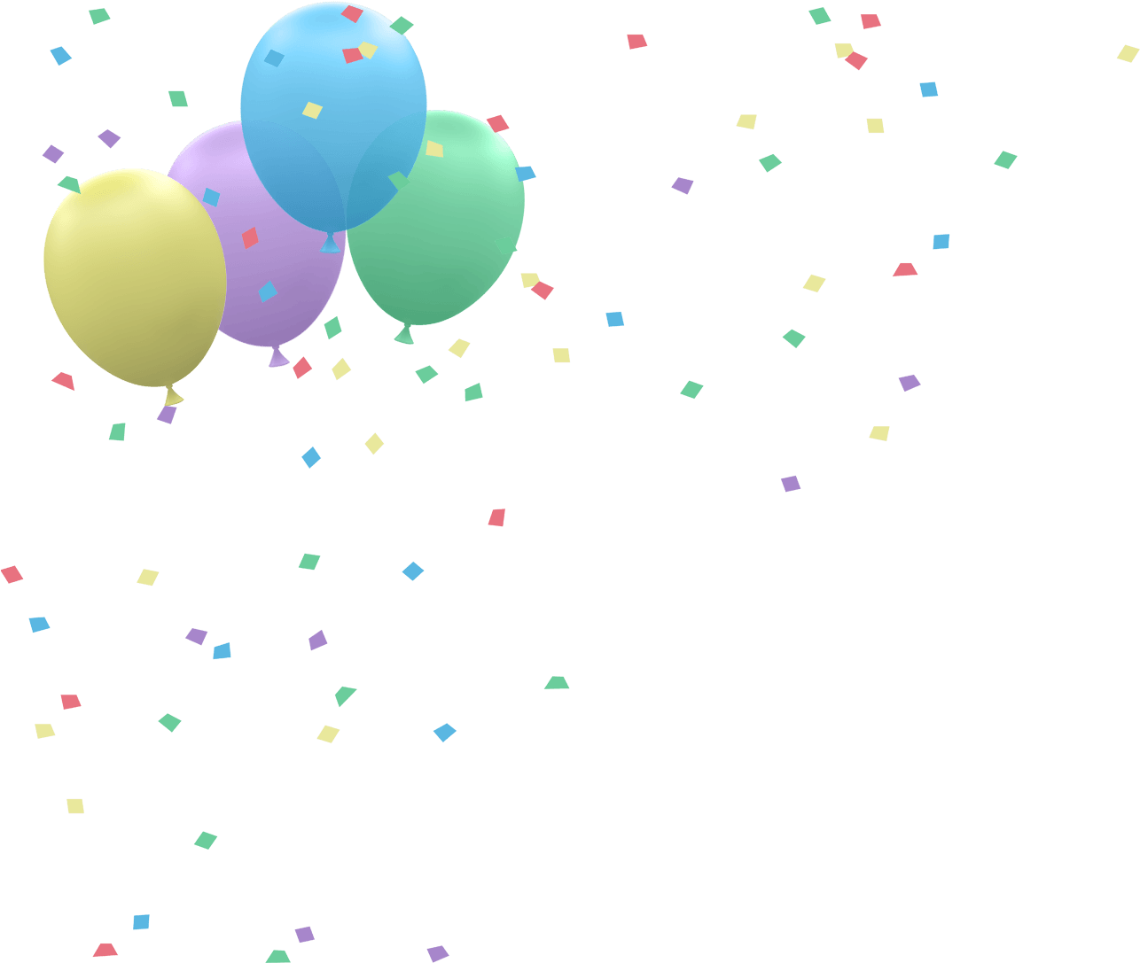 Celebratory Balloonsand Confetti PNG