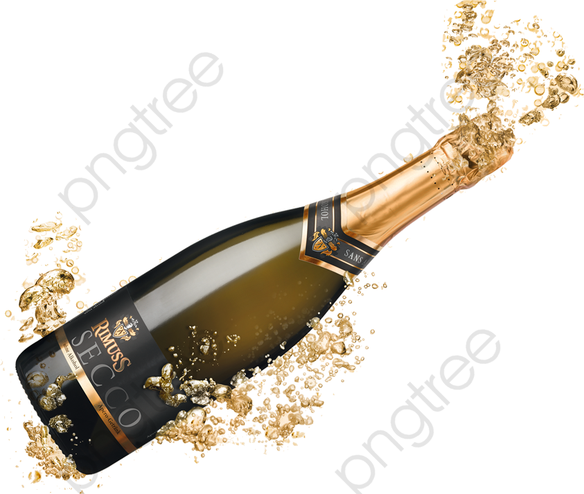 Celebratory Champagne Bottle Popping PNG