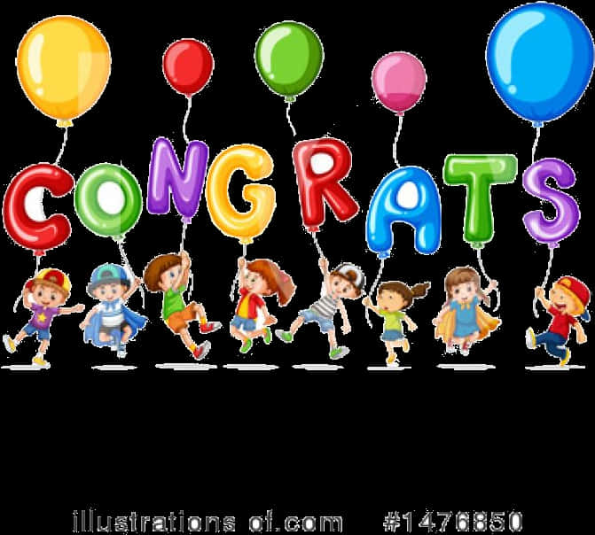 Celebratory Congrats Balloonsand Children PNG