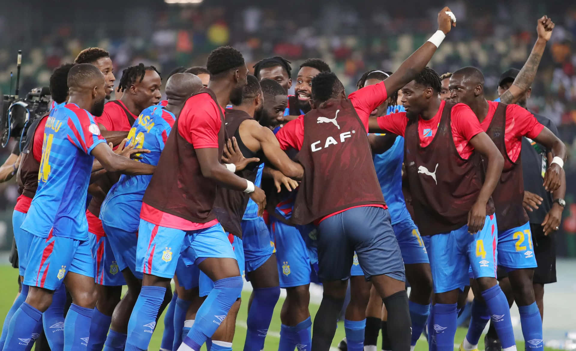 Vierende Voetbalteam Huddle Achtergrond