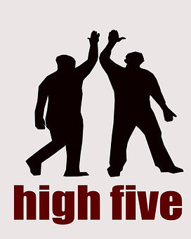 Celebratory High Five Silhouette PNG