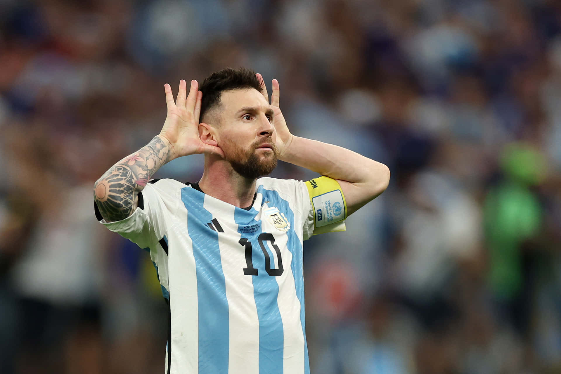 Celebratory Moment Of Lionel Messi Wallpaper