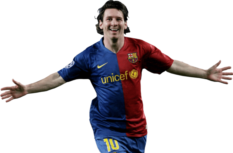 Celebratory Soccer Player Barcelona Jersey PNG