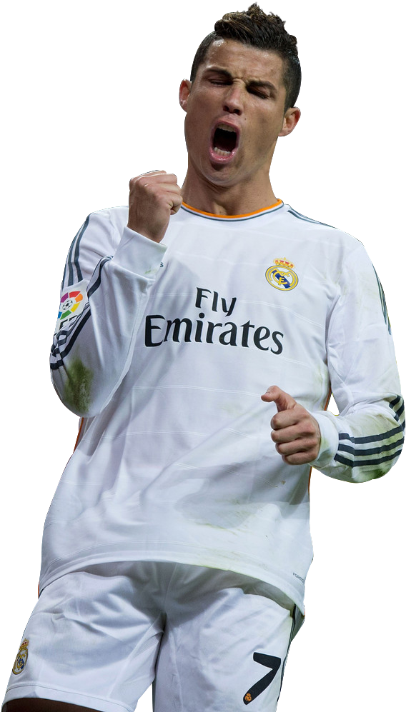 Celebratory Soccer Player Madrid Kit PNG