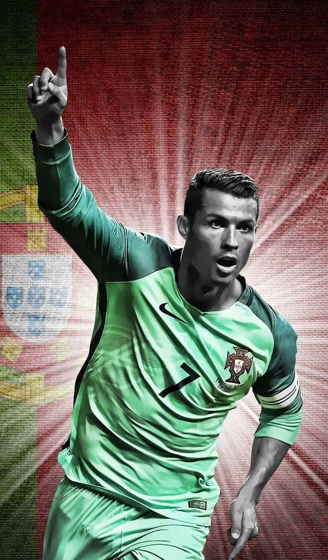 Celebratory Soccer Player Portugal Jersey Wallpaper