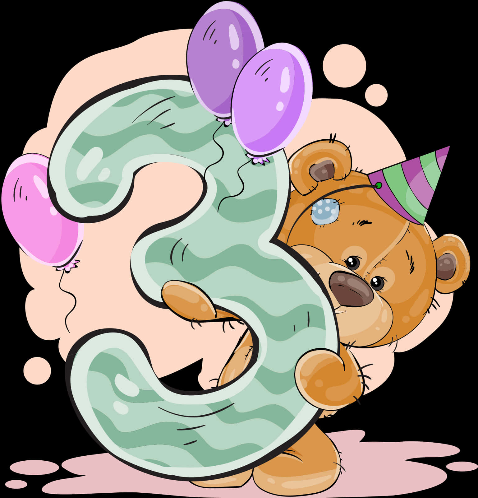 Celebratory Teddy Bearwith Balloons PNG