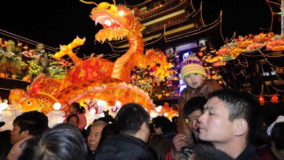 Celebrazionedel Capodanno Cinese Con Lanterne E Fuochi D'artificio