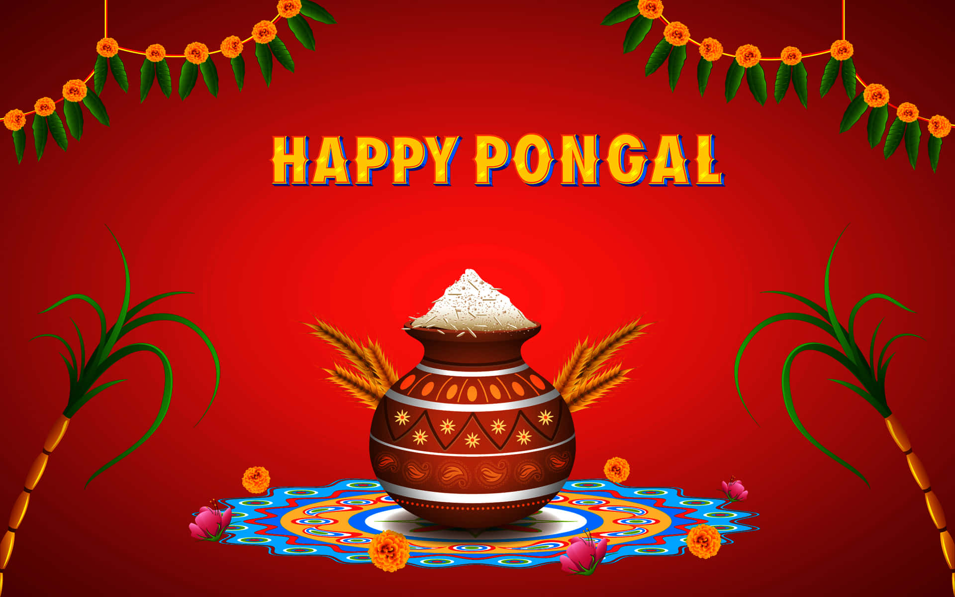 Celebriamoil Pongal Con Decorazioni Tradizionali Festive.