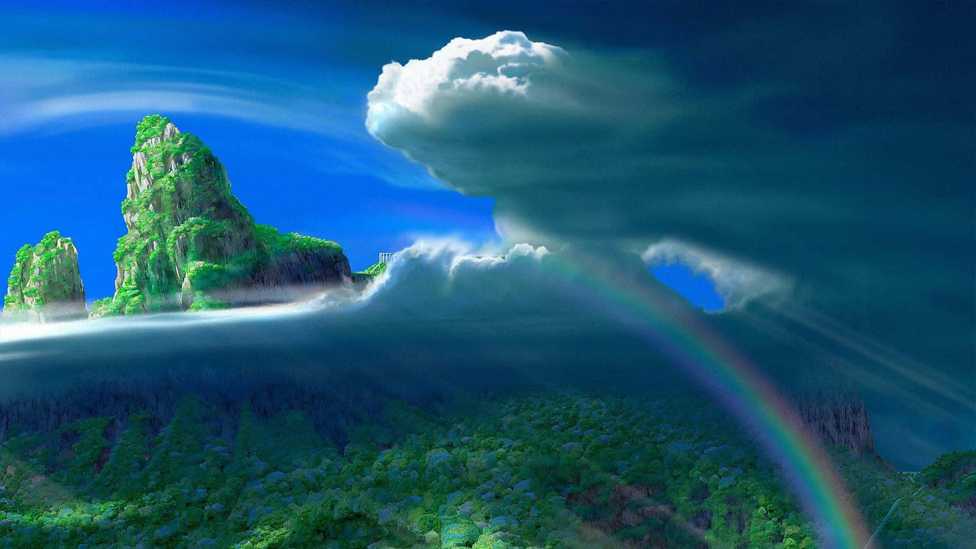 Majestic Paradise Island Celestial Background